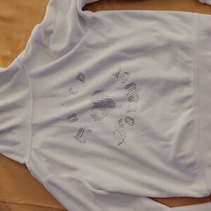 Juicy Couture Women's White Zip-Up Crop Top Hoodie Vintage Light Cream Med Jrs.